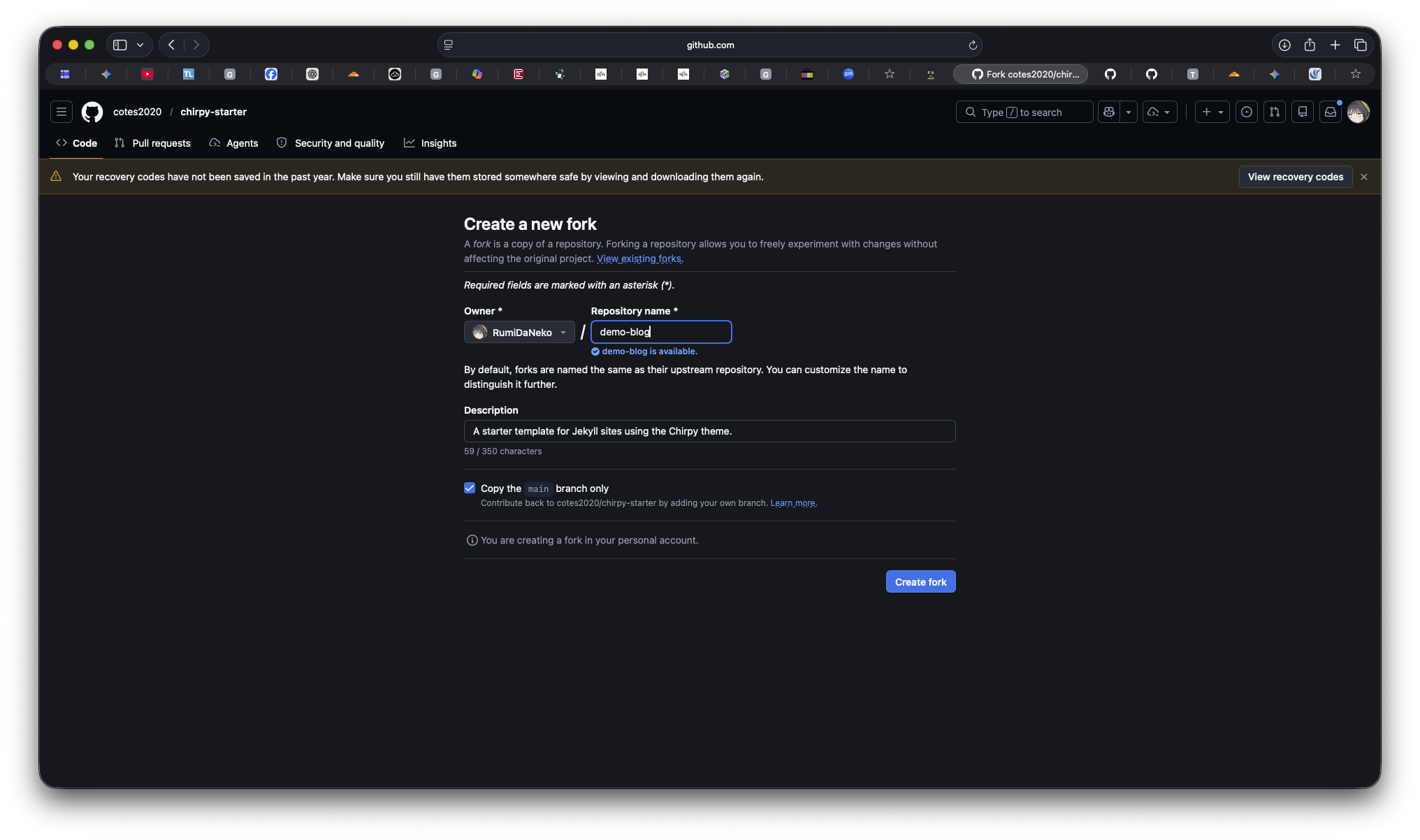 forking the repo